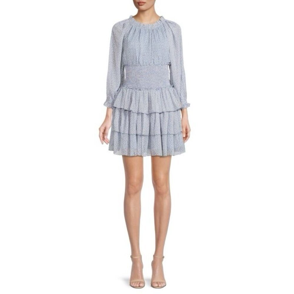 French Connection Light Blue Tiered Mini Dress